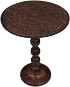 Side Tables Round – Small Drink Table for Small Spaces, Modern Accent Nightstand with Hand-Carved Top & Solid Wood Tables for Living Room, Bedroom, Office – Scorch Burnt Finish_18x22 Scorch Burnt by TheWoodenTown