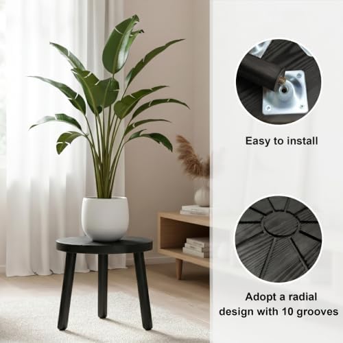 Delma Wood Plant Stands 5-Pack Indoor, Plant Stool, Black - Image 2