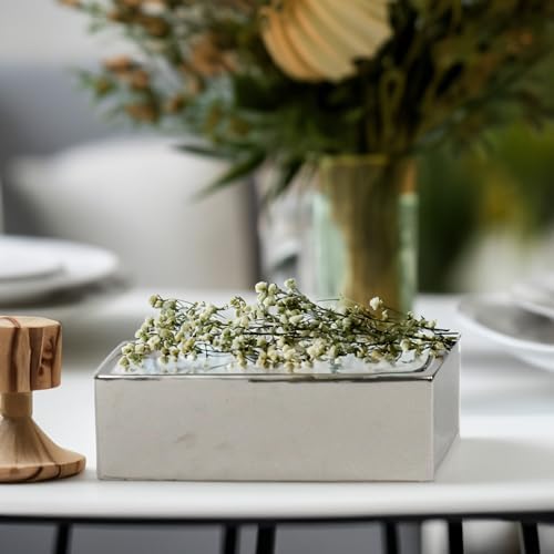 WGVI Long Rectangle Ceramic Planter Vase in Silver 12" x 4" x 4"H, Block Rectangular Terrarium Box Pot, Flower Arrangement, Table top Centerpiece, Home Decor Organization Storage Container, 1 Pc. - Image 4