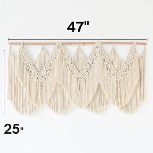 Macrame Wall Hanging Wedding Hanger Tassel Knotting Boho Decor 47"W*25"L - Image 5