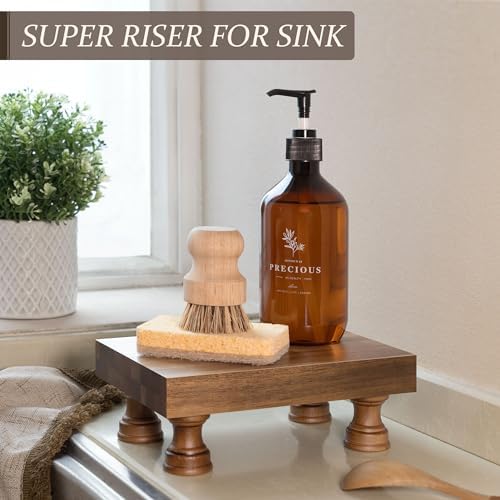 EOSAHR Wood Riser for Decor & Display Stand for Kitchen Counter, Brown - Image 2