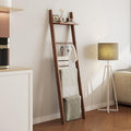 63" Bamboo Blanket Ladder with Shelf and 5 Hooks, Leaning Blanket Rack by Viroformo