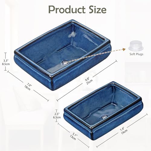Villa Como Set of 2 Large Bonsai Pots with with Drainage Hole, 9.8"&7.4" - Image 2