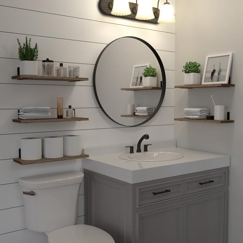 DOLLFIO Floating Wall Shelves, Decor & Storage, Rustic Brown, 16.5'', 5Pcs - Image 2