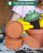 vensovo Plant Pot Saucer Set - Includes 1 Pack 9-Inch Ceramic Plant Saucer and 6 Pack 5-Inch Terracotta Plant Saucer,Perfect for Indoor or Outdoor Use - Image 7