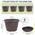 Large-Planter-Indoor-Outdoor Plant Pots, 14 inch 4 Pack Plastic Flower Pots with Saucer And Drainage Holes, Modern Garden Planters For Planting Medium Large Plants， Decorative Resin Garden Pots - Image 3