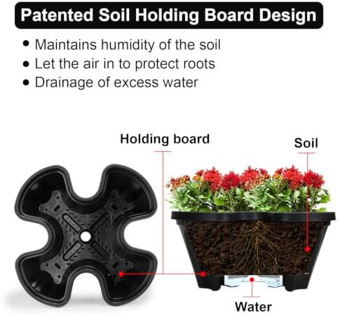GameXcel Vertical Planter Tower - 4 Tier Stackable Garden Planters with Wheels and Tools Plant Pots for Strawberry Herb Flower and Vegetable Indoor Outdoor Use Black - Image 2