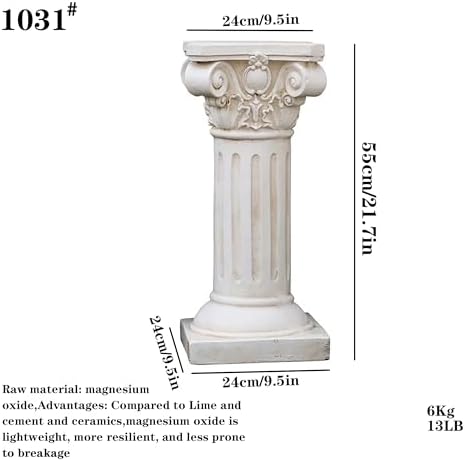 VISIBLE Decorative Roman Column Pedestal, MGO Cement with Fiber, Classical Garden Pillar, Indoor Outdoor Decor, Wrap Foam Safely Delivered from Local Warehouse (White, 21.7IN) - Image 2