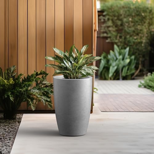 Kante Small Round Tapered Pale Gray Concrete Planter 18.1" Tall, Outdoor - Image 5