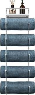 Sorbus Wall Towel Rack, 5-Tier Wood Shelf, Wall Mounted (White) by Sorbus