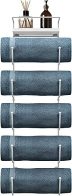 Sorbus Wall Towel Rack, 5-Tier Wood Shelf, Wall Mounted (White) by Sorbus