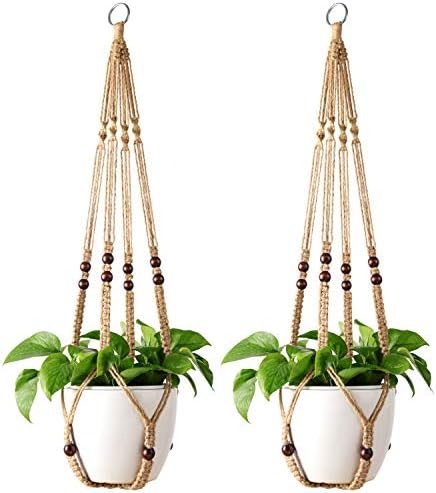 Mkono Set of 5 Macrame Plant Hangers Indoor 3 Different Size Hanging Planter Basket Flower Pot Holder 35"/29"/23", Brown by Mkono