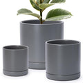 D'vine Dev 3-Pack Ceramic Pots & Saucers, 6/8/10 in, Grey, 94-T-L-3 by DvineDevPlanterPotsandStand