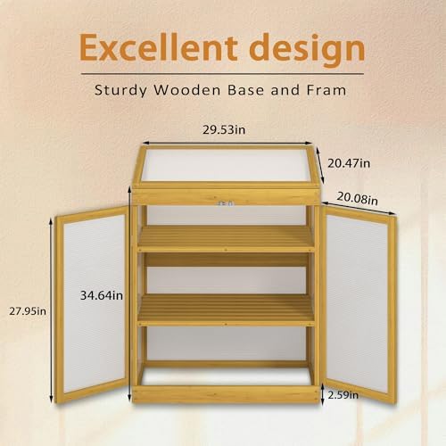 2-Tier Wooden Cold Frame Greenhouse, Garden Portable Mini Cabinet, Flower Shelf Bed for Outdoor Indoor Use - Image 2