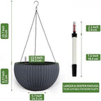 Dexceder 13.5 Inch Self Watering Hanging Planter (Gray) - Image 3