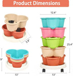 VECELO 5 Tier Vertical Garden Planter, Self Watering Stackable Planters with Wheels for Strawberries, Herbs, Flowers, Vegetables, Multicolor - Image 2