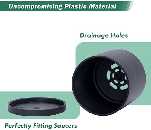 D'vine Dev 10-Pack Plastic Pots with Saucers, 2-6.5 in, Black, 74-S-B - Image 4