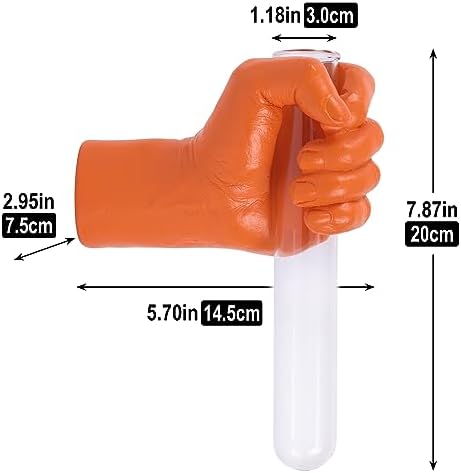 Orange Wall Sculptures, Hand Vases Home Decor, Wall Mount Art Sculpture, Unique Wall Art Statue, Funky Flower Vase Decorations, Modern Eclectic Hanging Decor,Glass Test Tube Vase (Orange) - Image 5