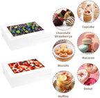 16pcs 14x10x4 inch Cake Boxes with Window，White Rectangle Sheet Large Bakery Boxes for Pastry Dessert Cake, Cupcakes Donuts Cookies Pie Treat Packaging - Image 3