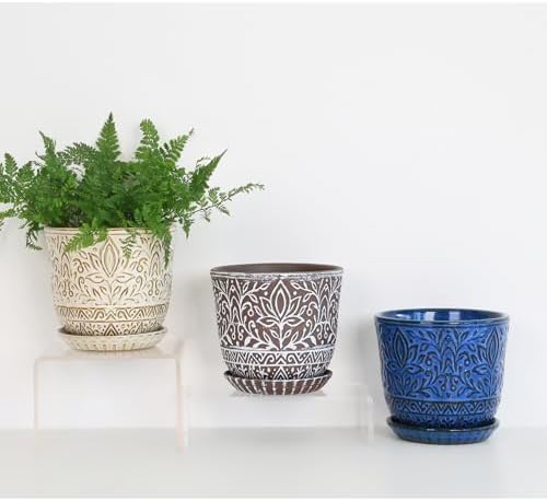 Gepege Ceramic Plant Pots, 6 Inch Indoor Planters with Drainage & Saucers - Image 7