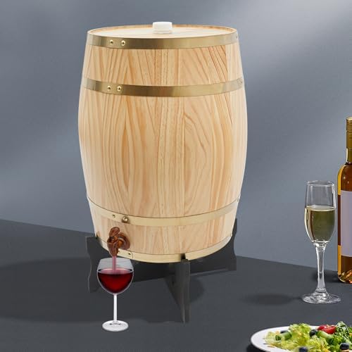 Wine Barrel, 7.93 Gal Wooden Whiskey Barrel with Stand & Spigot – Premium Pine Wood Liquor Dispenser for Home Brewing, Aging, Decor, Bourbon Barrel Style (Wood Color, 30L) - Image 2