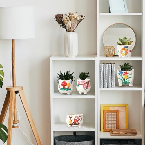 Hushee 12 Sets Ceramic Succulent Pots to Paint with Drainage - Image 5