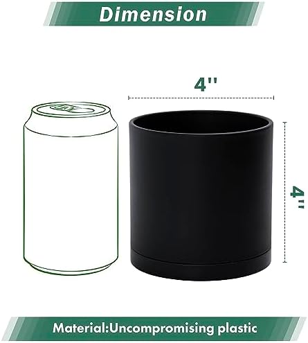 D'vine Dev 6-Pack Black Plastic Planters with Saucers, 4 in, 74-Y-E-3 - Image 2