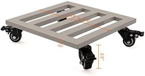 14" Metal Planter Caddy with Rolling Wheels, Square Flower Pot Dolly, Black - Image 3