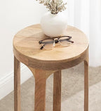 Kate and Laurel Dahl Wooden Round Drink Table; 12 x 23; Natural Brown; Transitional Boho Circle Wood Accent Pedestal Table for Living Room Plant Stand or Small Bedroom Nightstand - Image 5