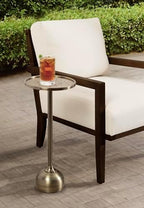 Kate and Laurel Miki Modern Pedestal Drink Table; 10 x 10 x 23; Antique Brass; Decorative Accent Patio Table for Use as Plant Stand Indoors or Outdoors or as a Living Room Martini Table - Image 2