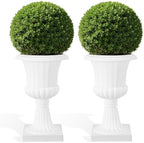 Urn Planter for Front Porch, 19.7 Inch Tall Classic Plastic Flower Pot, Decorative Large Outdoor Planter for Garden, Patio, Entryway and Wedding Decor, 2/4 Pcs Set White 2 - Image 4