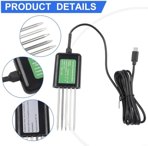 USB Soil Sensor 7 In 1 FOR Smart Soil Tester PH/EC Temperature Humidity Meter,USB Data Output For Android Devices, For Landscaping - Image 7