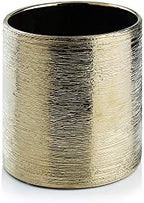 WGVI Gold Etched Ceramic Cylinder Vase Width 3.75" Height 4", Flower Arrangements, Candle Holder, Terrarium Planter Pot, Storage Container Organizer, Pen Brush Holder, Scratched Texture, 6 Pcs - Image 2