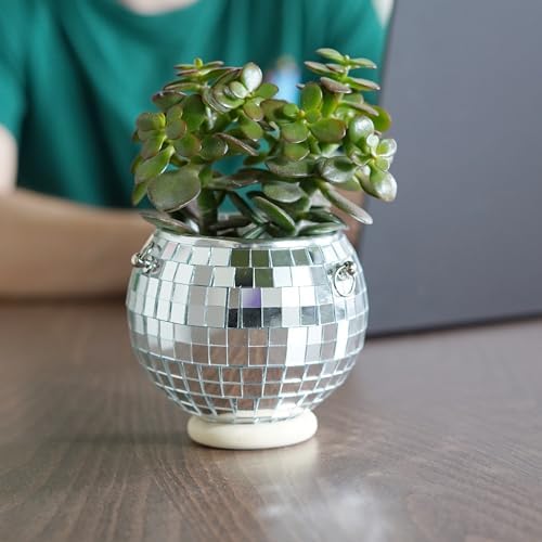 Bubblegum Stuff Disco Ball Hanging Planter (4 in) - Hanging Planters for Indoor Plants - Spherical Shaped Plant Pots with Mirrored Exterior - Available in 4-inch, 6-inch and 8-inch Sizes…… - Image 4