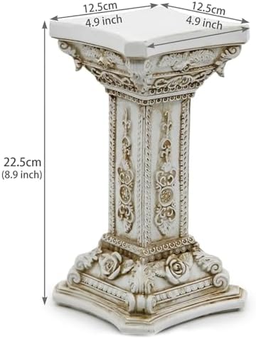 Roman Column Pedestal, 22.5cm Resin Retro Elegant Carvings Roman Pillar Statues Stand, Outdoor Garden Pedestals for Indoor Outdoor Decorations - Image 3