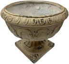Antique White Garden Urn Planter 17.71" Wide Decorative Outdoor Indoor Flower Pot with Drainage Hole and Stopper, Magnesium Oxide Classic Plant Container for Patio Lawn Porch Entryway Garden Decor - Image 2