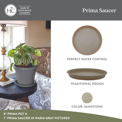 The HC Companies 17.5 Inch Prima Round Plant Saucer, Lightweight UV-Resistant Plastic Outdoor & Indoor Flower Pot Tray, 2-Pack Plant Pot Trays for Garden & Home Decor, Sandstone - Image 2