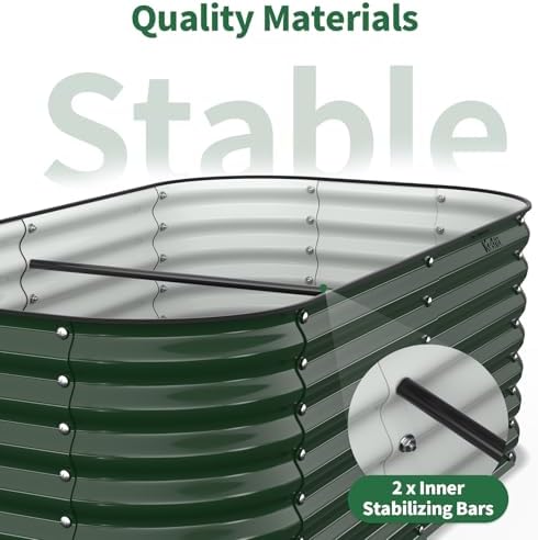 Kesfitt Raised Garden Bed Outdoor, Galvanized Steel Metal Raised Bed Planter for Vegetables, 24-Inch Deep Open Bottom Backyard Garden Bed 6x3x2 ft, Forest Green - Image 7