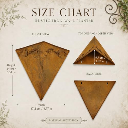 LOGOFUN Rustic Rust Metal Wall Planter Cone Shaped Hanging Flower Pot - Image 2