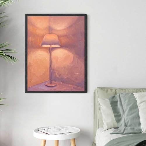 Cozy Lamp Oil Painting Style Wall Art, Black Framed Abstract Print - Image 4