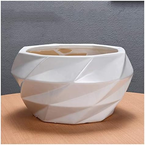 Flower Pots Geometry Ceramic Garden Planter Indoor Outdoor Gardens Plants Containers with Drainage Hole Flower Planting Pots Modern Decorative Modern Planters ( Color : Red by Unknown