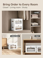 Homsorout Medium Fabric Storage Bins - Closet Shelf Organizer with Open Window, 5 Pack Closet Baskets for Shelves, Stackable Decorative Boxes for Home, Dorm, White, 13.7" x 9.8” x 9.8" - Image 7