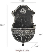 Vintage Distressed Black Metal Wall Planter, Rustic Hanging Pocket Planter with Scrollwork & Scalloped Design, Farmhouse Wall Decor for Indoor & Covered Outdoor Garden, Porch & Entryway - Image 6