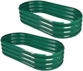 Land Guard 2Pcs Galvanized Raised Garden Bed Kit, 7.5×3×1ft Galvanized Planter Raised Garden Boxes Outdoor, Oval Large Metal Raised Garden Beds for Vegetables (Forest Green) by LandGuard