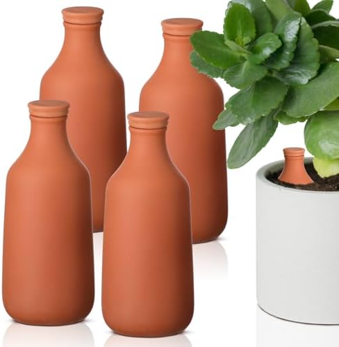 DoubleFill Ollas Terracotta Watering Pots, 18 oz, 4 Pcs by DoubleFill