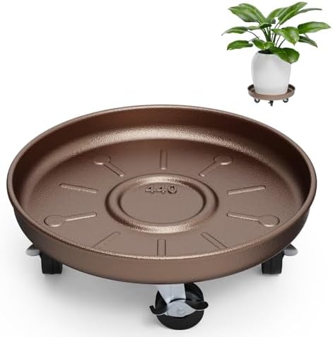 Plant Caddy With Wheels 17" Metal Plant Saucers for Indoors 440 Lb Capacity by PARSAGI