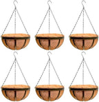 LaLaGreen Garden Hanging Baskets (14 in, 6 Pack) Black Iron Coco Liner Pots by L%C3%A1L%C3%A1Green