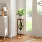 30" Tall Plant Stand Indoor, Round Rubber Wood Corner Plant Shelf Holder - Image 3
