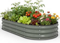 Pattiumo Galvanized Raised Garden Bed 6x3x1 FT, Oval Metal Raised Garden Bed Outdoor Planter Box with Open Bottom, Rust-Resistant Steel Garden Bed for Vegetables Herbs Flowers, Easy Assembly by Pattiumo