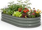 Pattiumo Galvanized Raised Garden Bed 6x3x1 FT, Oval Metal Raised Garden Bed Outdoor Planter Box with Open Bottom, Rust-Resistant Steel Garden Bed for Vegetables Herbs Flowers, Easy Assembly by Pattiumo